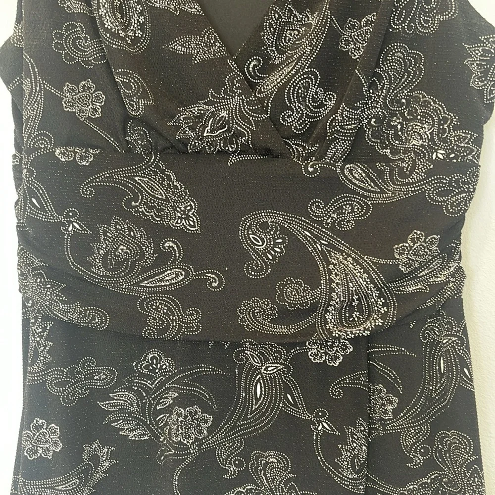 Dressbarn Womens Black Sleeveless Tank Top Blouse Glitzy Shimmery Size L - Picture 3 of 9